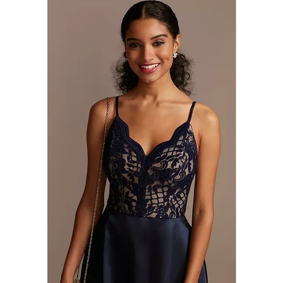 Speechless Glitter Lace and Mikado High-Low A-Line Dress - Picture 3 of 7